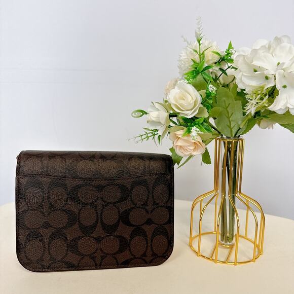 Coach C5592 Mini Brynn Crossbody In Signature Canvas IN Brown Shell Pink - Picture 3 of 7